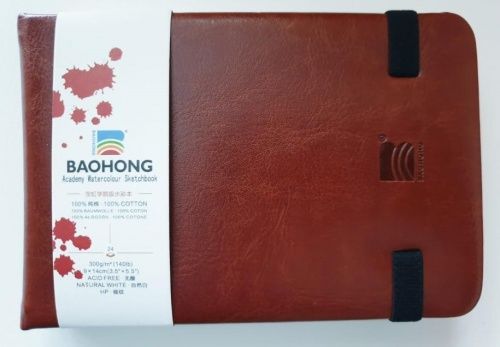 BAOHONG, Скетчбук (24 листа), хлопок, 300 гр/м.кв, Мелкозернистая 90x140мм